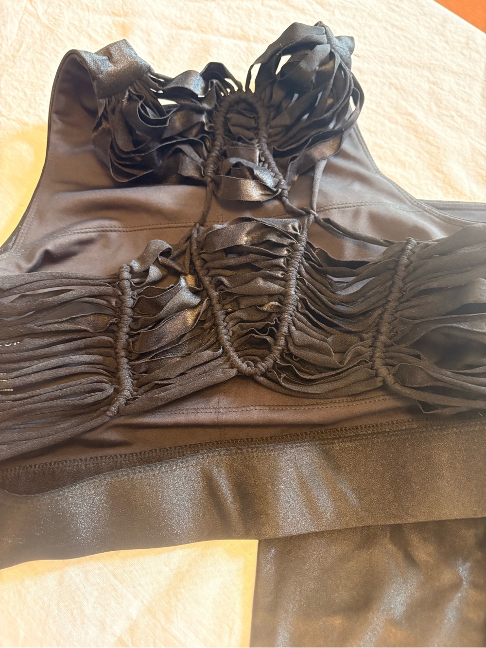 Carbon38 Black Fringe Cutout Bralette - Medium